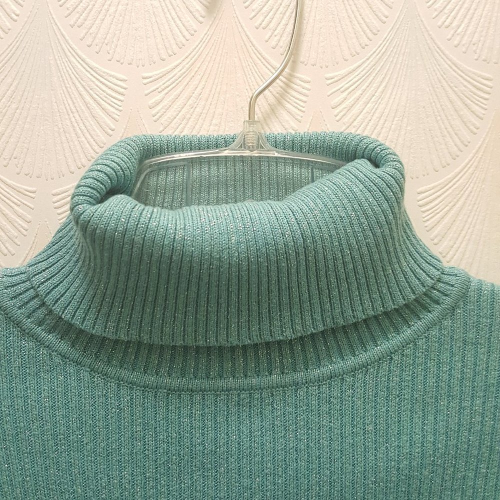 New York and & Company sparkly winter mint green turtleneck warm sweater XL - Picture 5 of 5